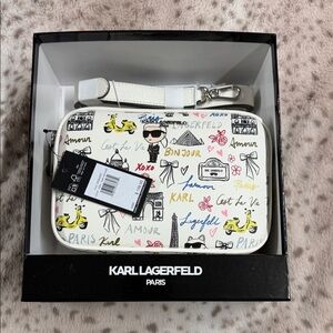 Karl Lagerfeld White Crossbody Bag with Multicolor Print